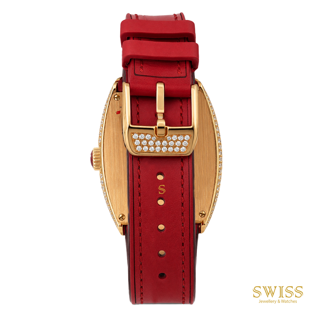 Franck Muller Vanguard Diamond Pavé Rose Gold Red Dial