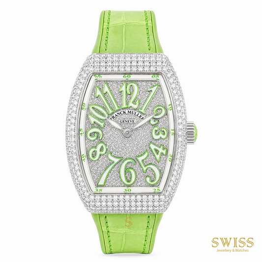 Franck Muller Vanguard Steel Diamond Pavé Green Dial