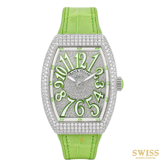 Franck Muller Vanguard Steel Diamond Pavé Green Dial