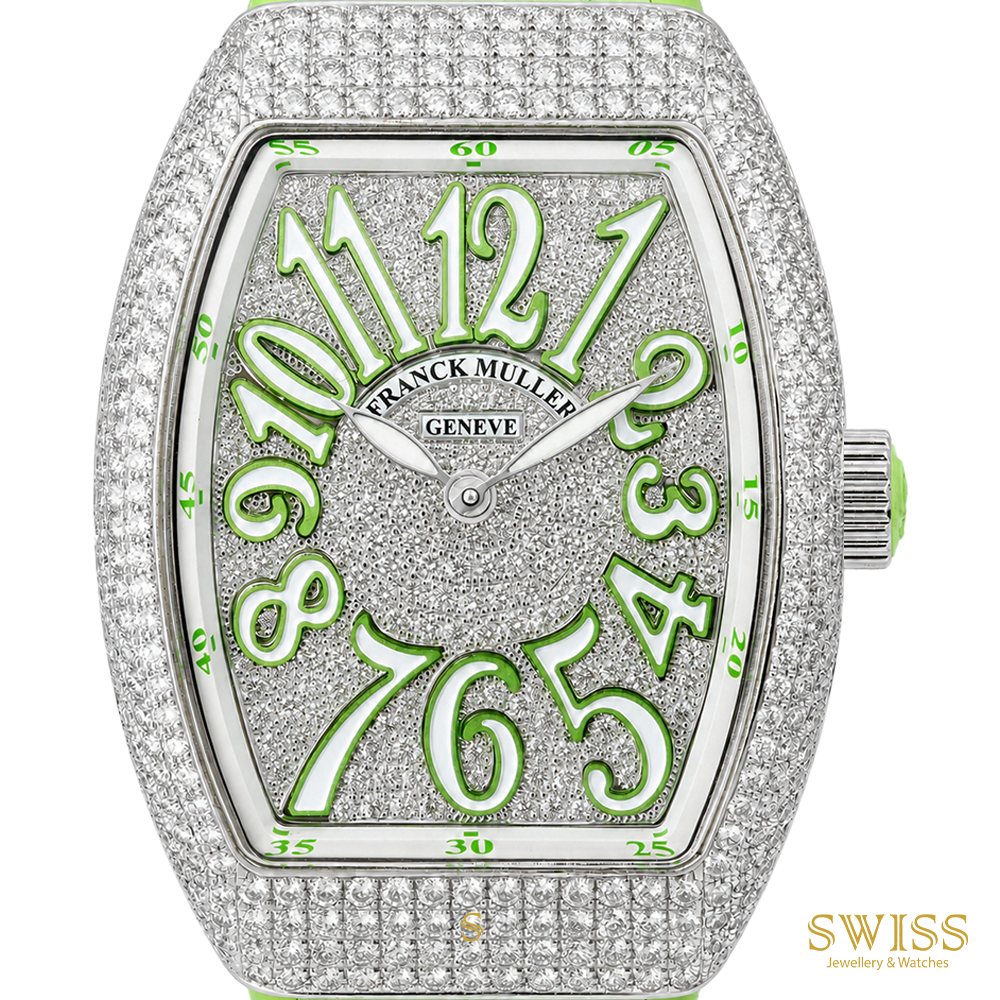 Franck Muller Vanguard Steel Diamond Pavé Green Dial