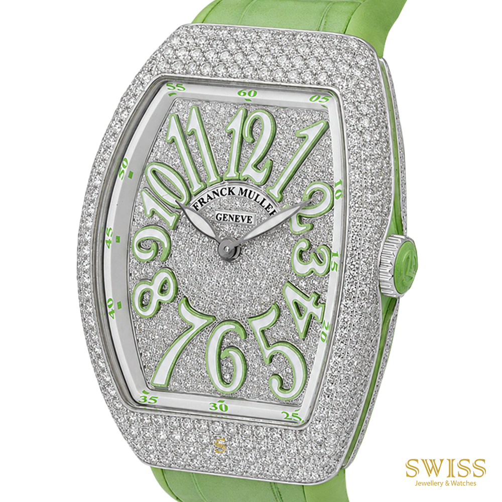 Franck Muller Vanguard Steel Diamond Pavé Green Dial
