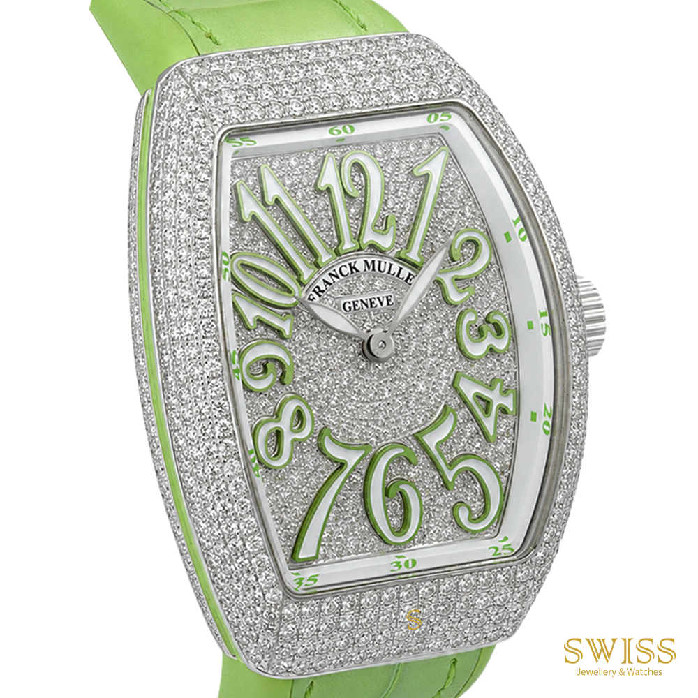 Franck Muller Vanguard Steel Diamond Pavé Green Dial