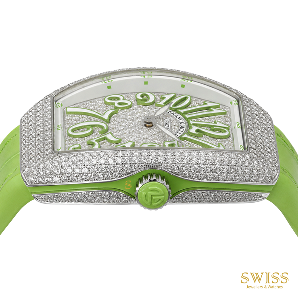 Franck Muller Vanguard Steel Diamond Pavé Green Dial