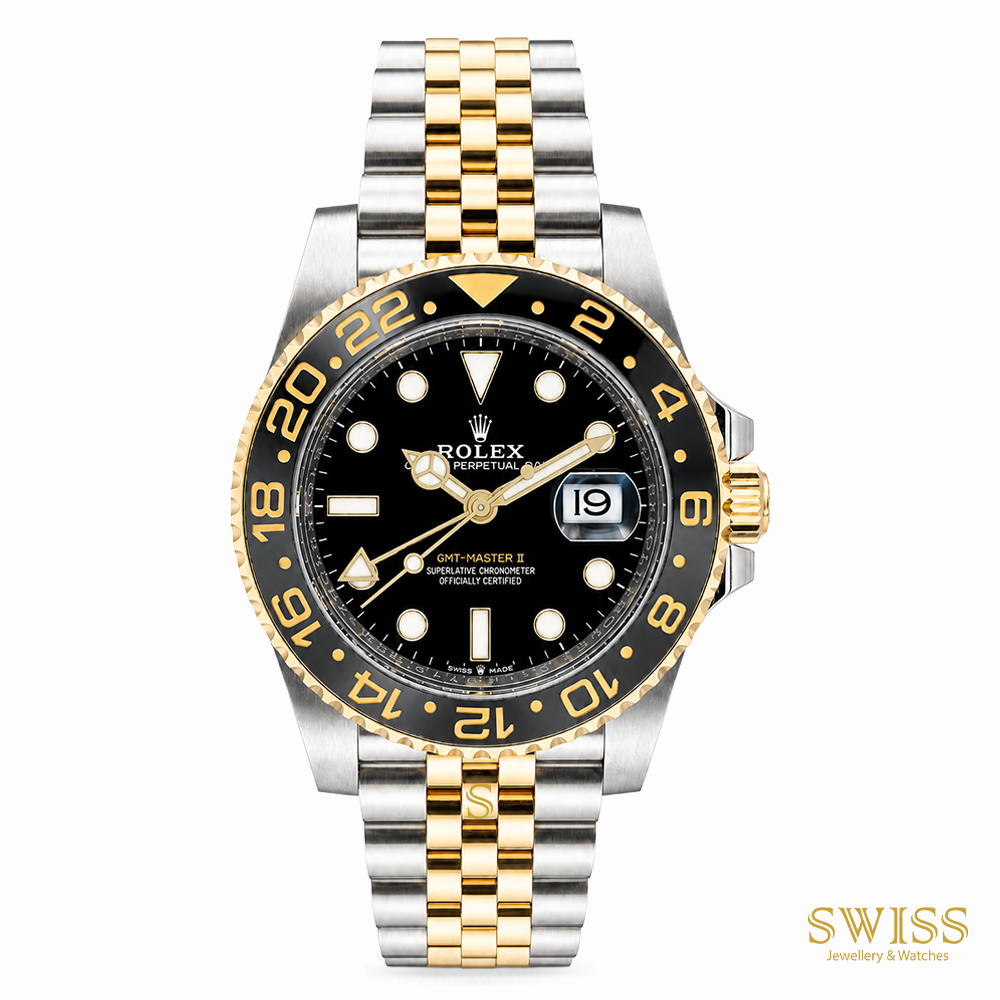 Rolex GMT-Master II Yellow Rolesor Black Grey Bezel Jubilee