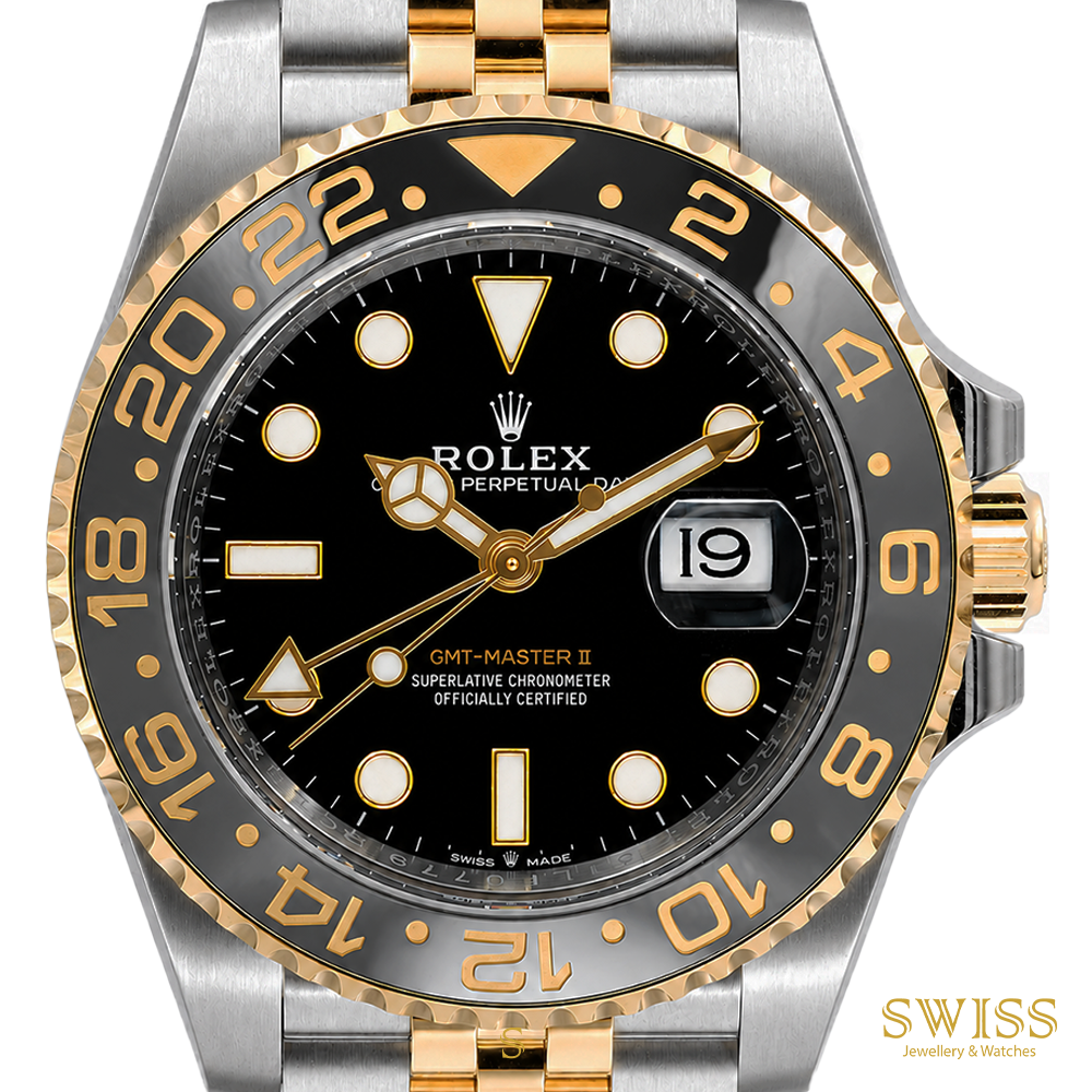 Rolex GMT-Master II Yellow Rolesor Black Grey Bezel Jubilee