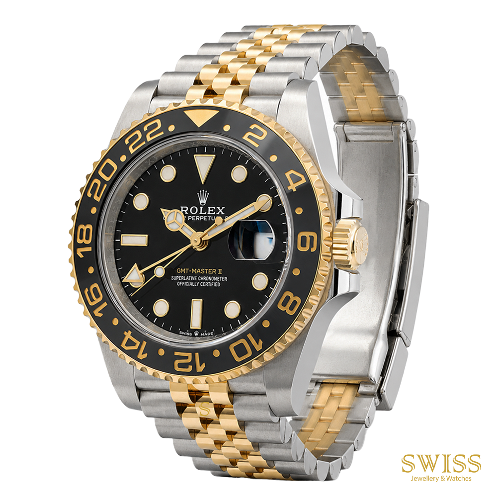 Rolex GMT-Master II Yellow Rolesor Black Grey Bezel Jubilee