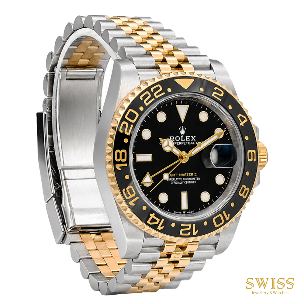 Rolex GMT-Master II Yellow Rolesor Black Grey Bezel Jubilee