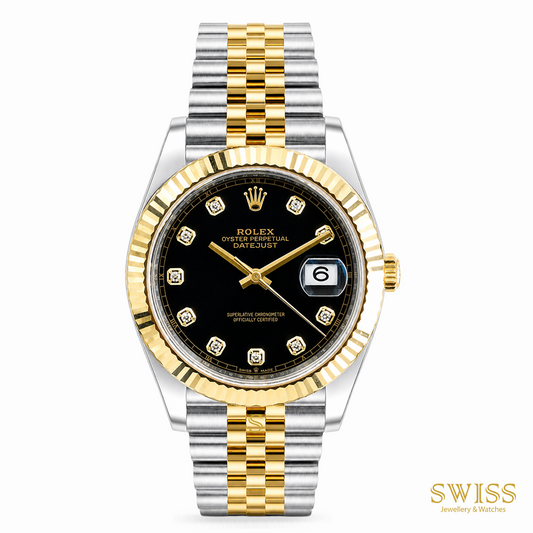 Rolex Datejust 41 Yellow Rolesor Black Diamond Dial