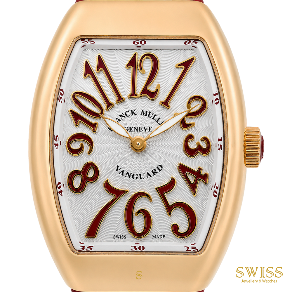 Franck Muller Vanguard Lady 18K Rose Gold Quartz Red Leather Watch