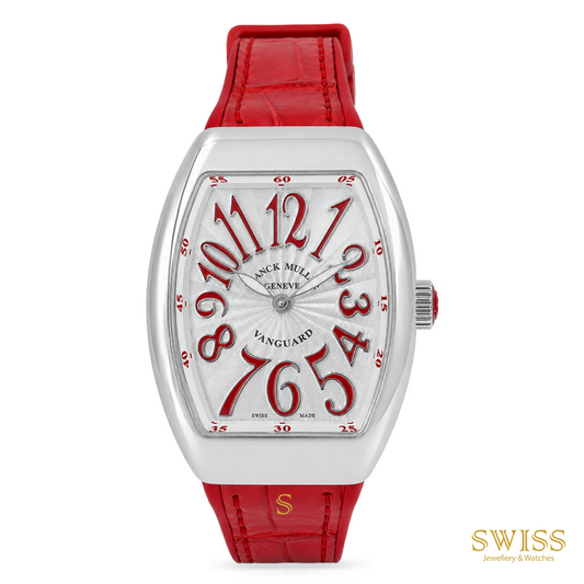 Franck Muller Vanguard Lady Quartz Stainless Steel Red Leather Watch