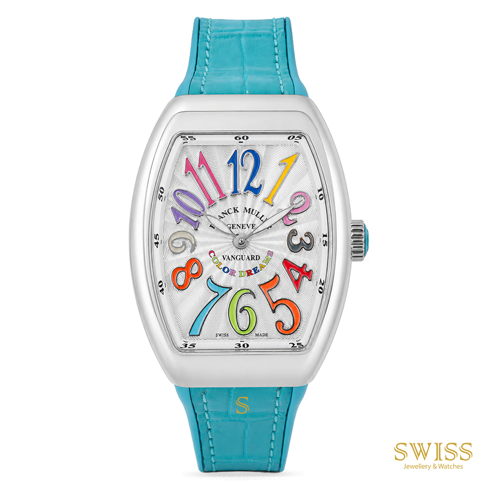 Franck Muller Vanguard Lady Color Dreams Quartz Stainless Steel Turquoise Leather Watch