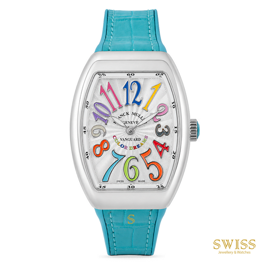 Franck Muller Vanguard Lady Color Dreams Quartz Stainless Steel Turquoise Leather Watch