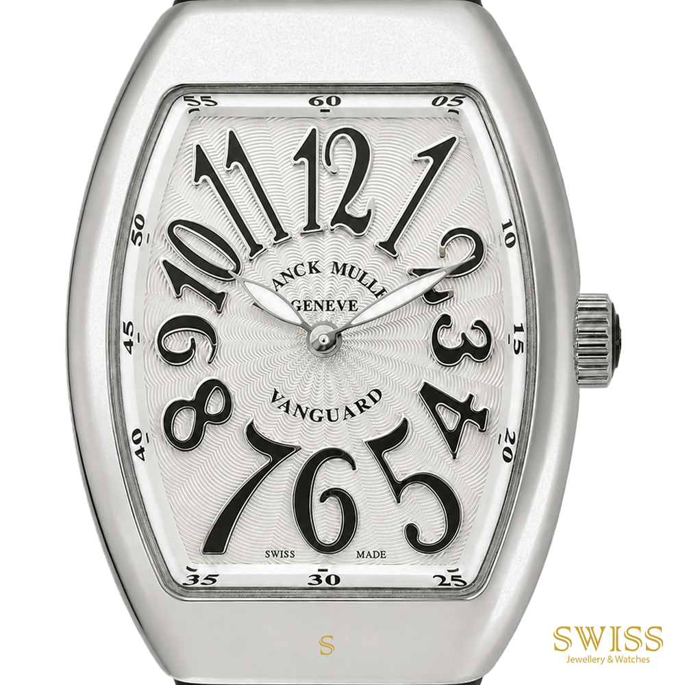 Franck Muller Vanguard Lady Quartz Stainless Steel Black Leather Watch