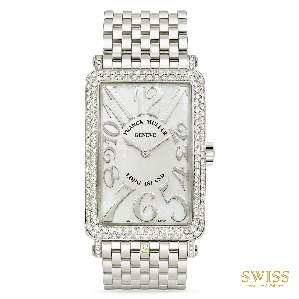 Franck Muller Long Island Relief Mother-of-Pearl Diamond Stainless Steel Bracelet Watch