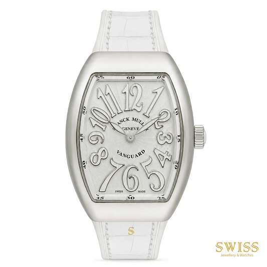 Franck Muller Vanguard Lady Quartz Stainless Steel White Leather