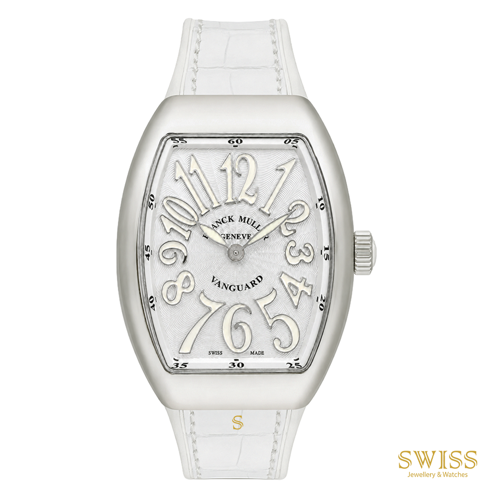 Franck Muller Vanguard Lady Quartz Stainless Steel White Leather
