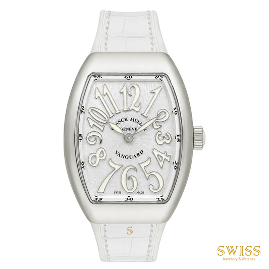 Franck Muller Vanguard Lady Quartz Stainless Steel White Leather