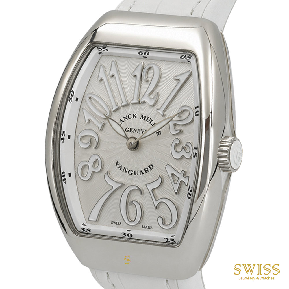 Franck Muller Vanguard Lady Quartz Stainless Steel White Leather