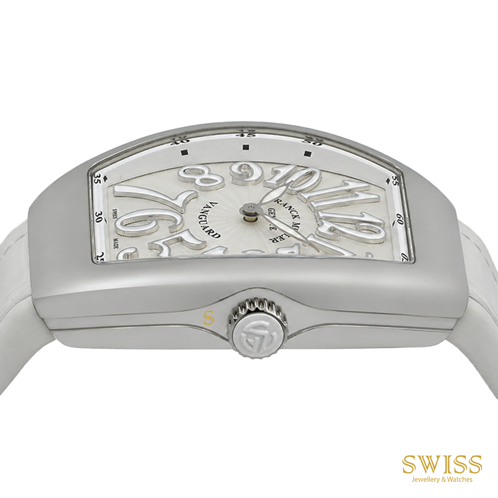 Franck Muller Vanguard Lady Quartz Stainless Steel White Leather
