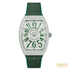 Franck Muller Vanguard Lady Automatic Diamond Stainless Steel Green Leather Watch