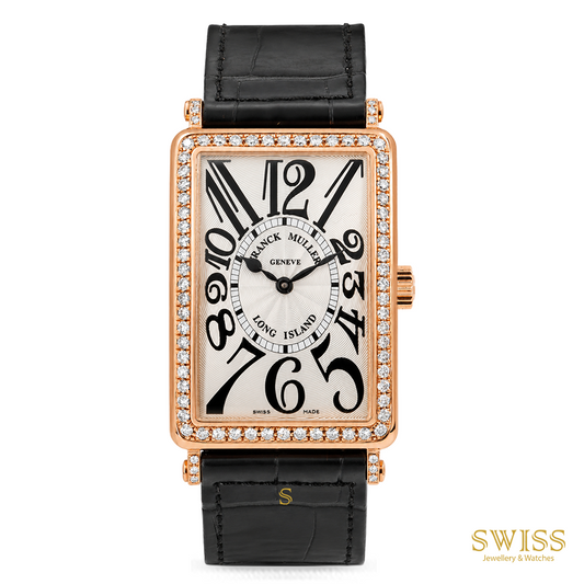 Franck Muller Long Island Rose Gold Diamond Bezel Silver Dial