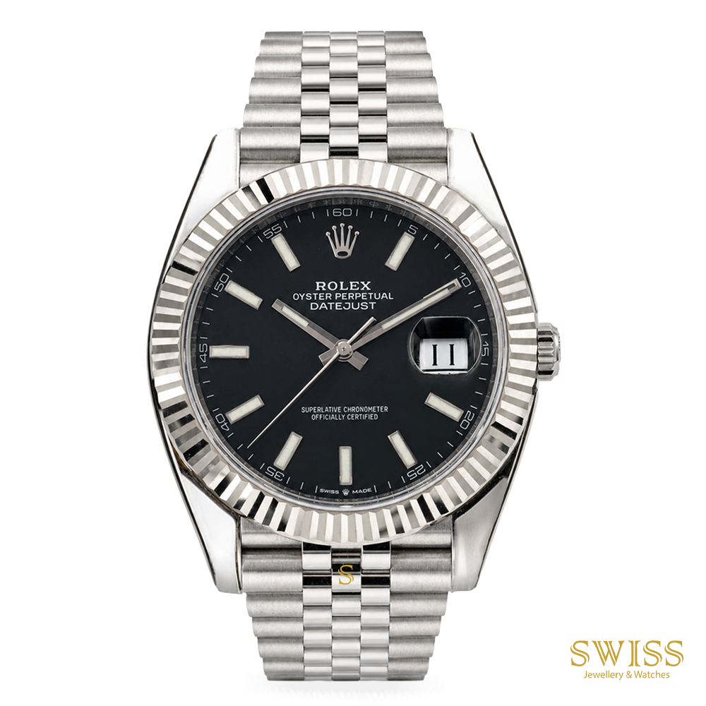 Rolex Datejust 41 Oystersteel Fluted Bezel Black Dial