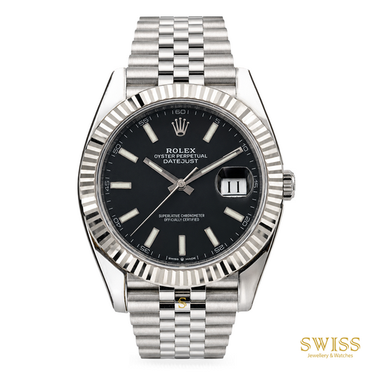 Rolex Datejust 41 Oystersteel Fluted Bezel Black Dial
