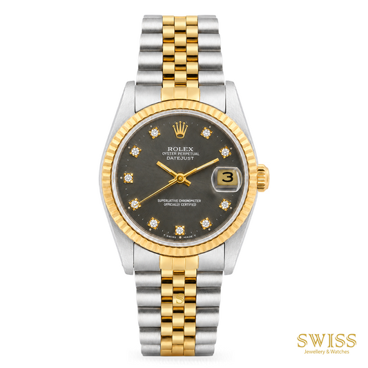 Rolex Datejust 31 Yellow Rolesor Grey Diamond Dial