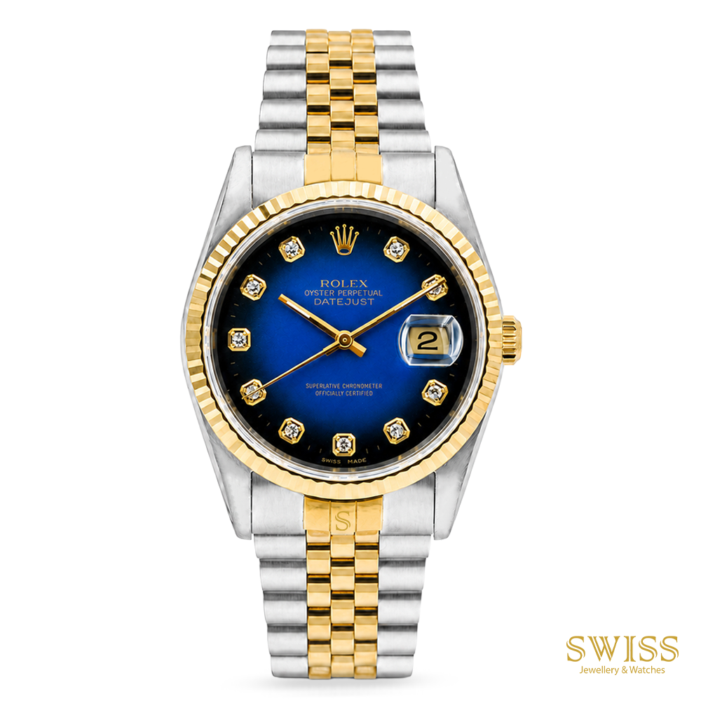 Rolex Datejust 36 Blue Vignette Diamond Dial Two-Tone Jubilee