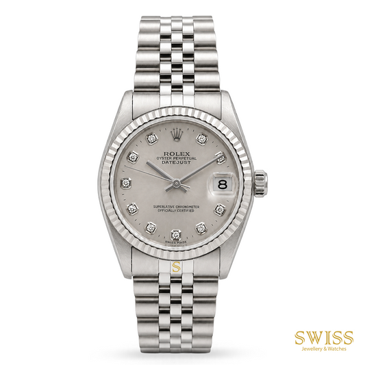 Rolex Datejust 31 Silver Diamond Dial Oystersteel Jubilee