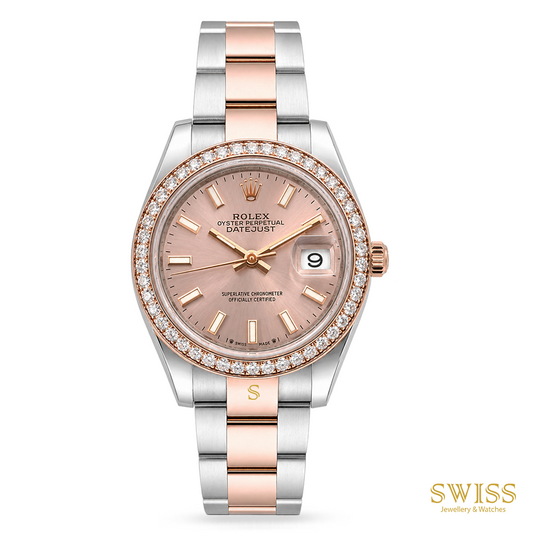Rolex Lady-Datejust 28 Sundust Dial Diamond Bezel Everose Rolesor