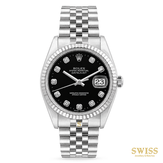 Rolex Datejust 36 Black Diamond Dial Oystersteel and White Gold