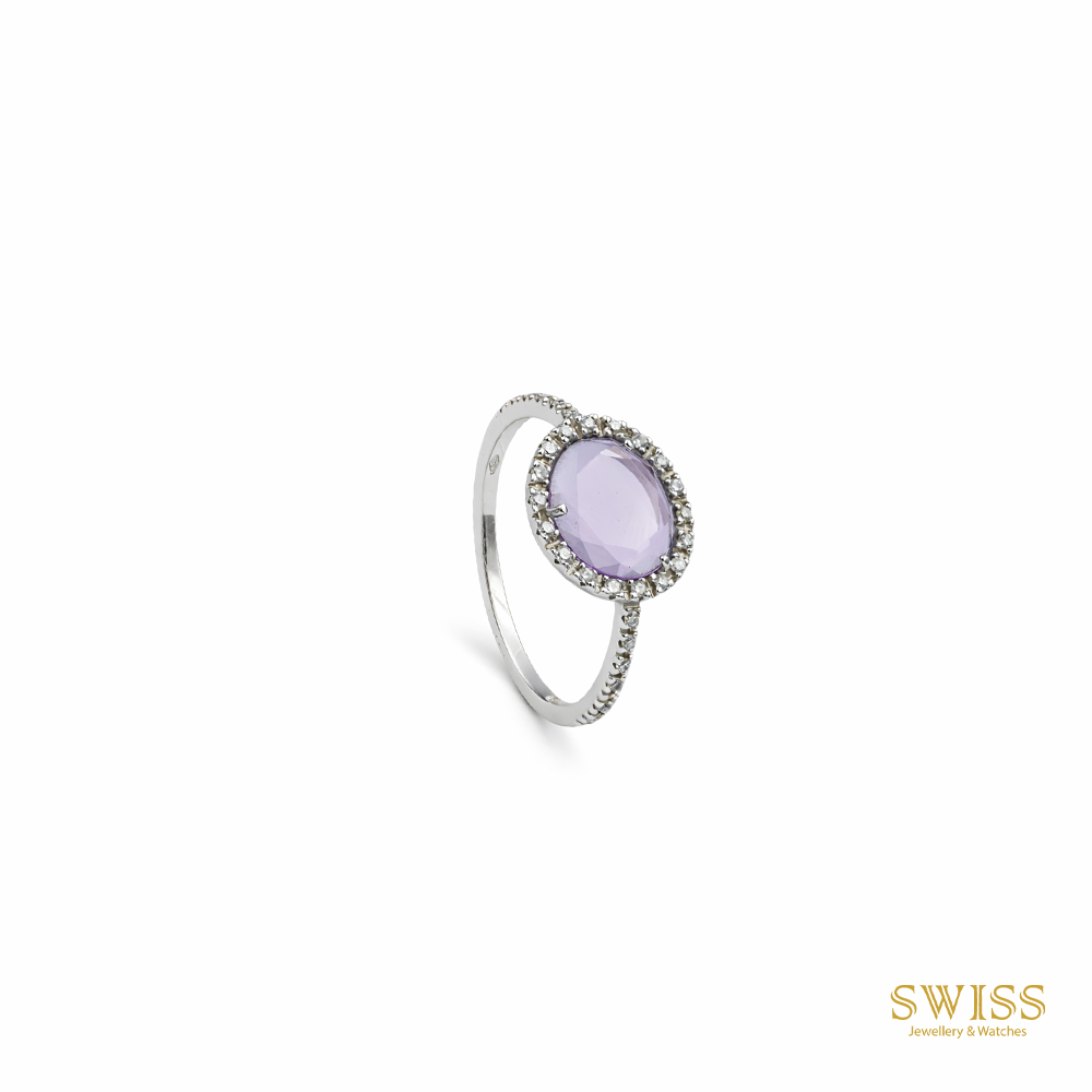 Pomellato Lavender Quartz Diamond Halo Ring