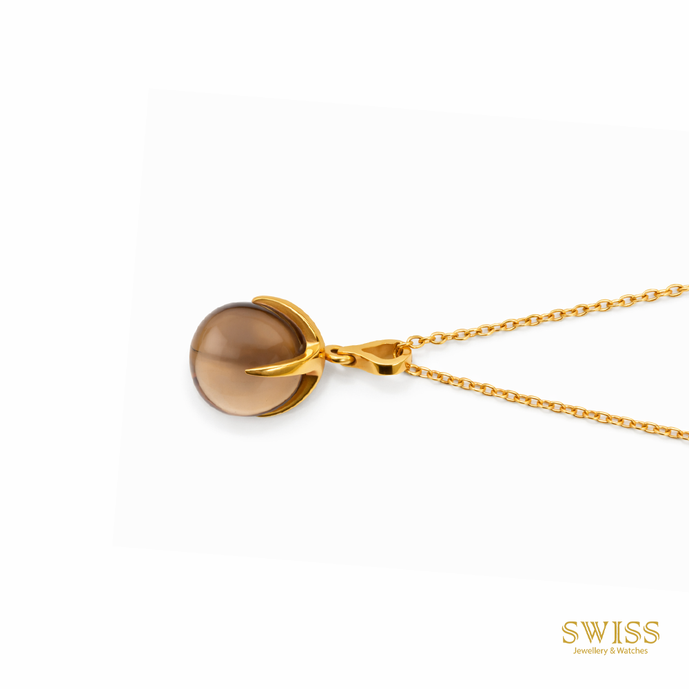 Pomellato Smoky Quartz Pendant Necklace 18K Gold