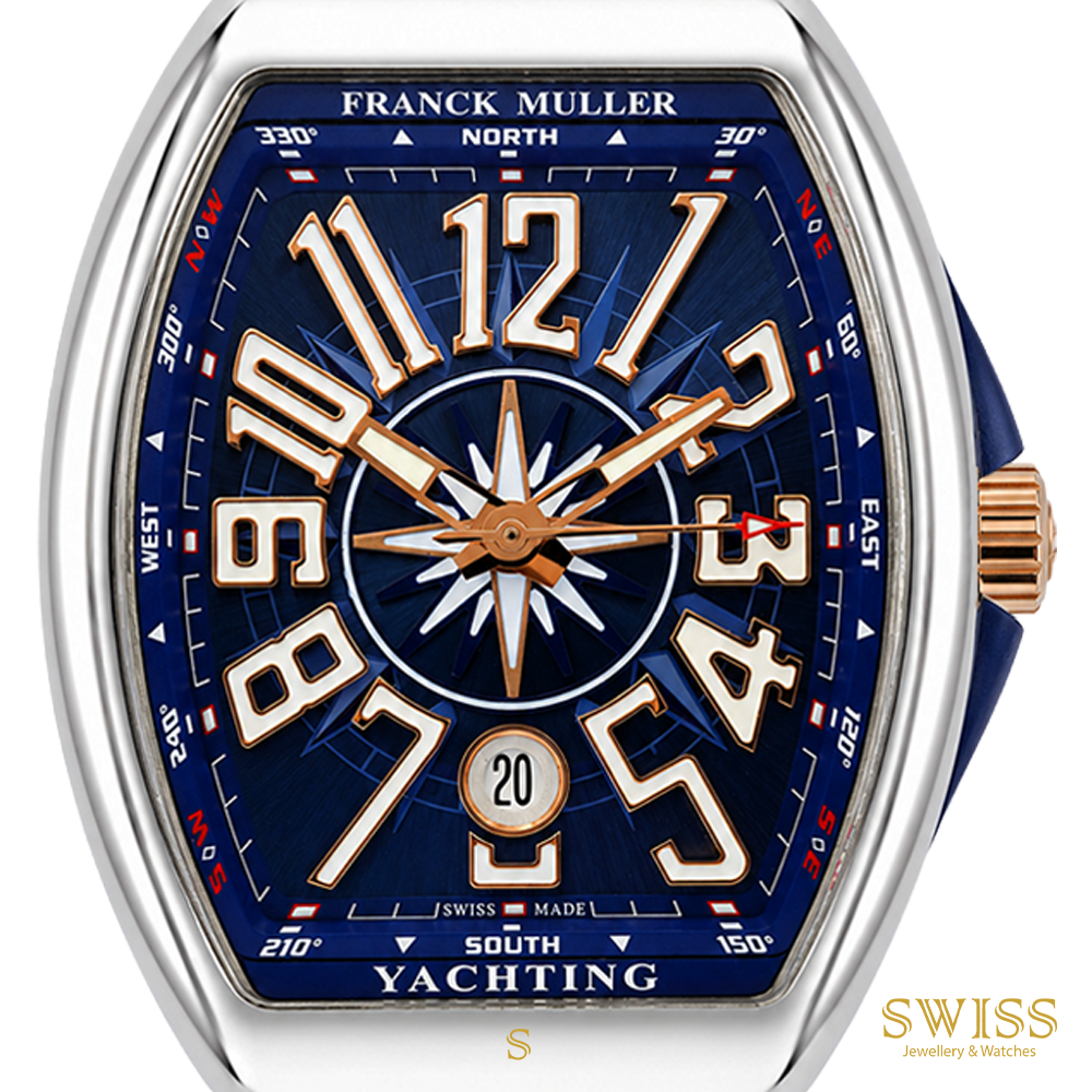 Franck Muller Vanguard Yachting 41 Blue Dual Time Watch