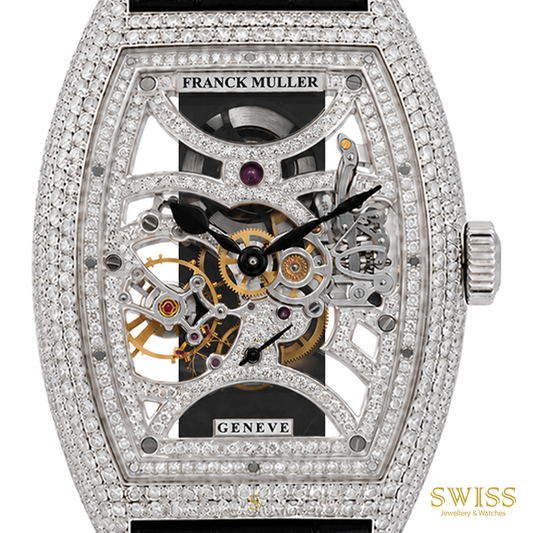 Franck Muller Cintrée Curvex Skeleton 18K White Gold Diamond Watch