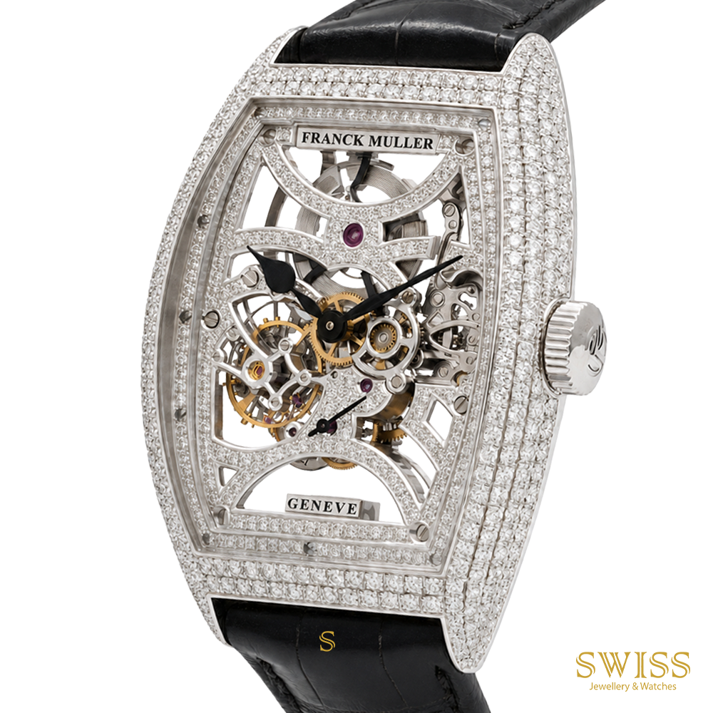 Franck Muller Cintrée Curvex Skeleton 18K White Gold Diamond Watch