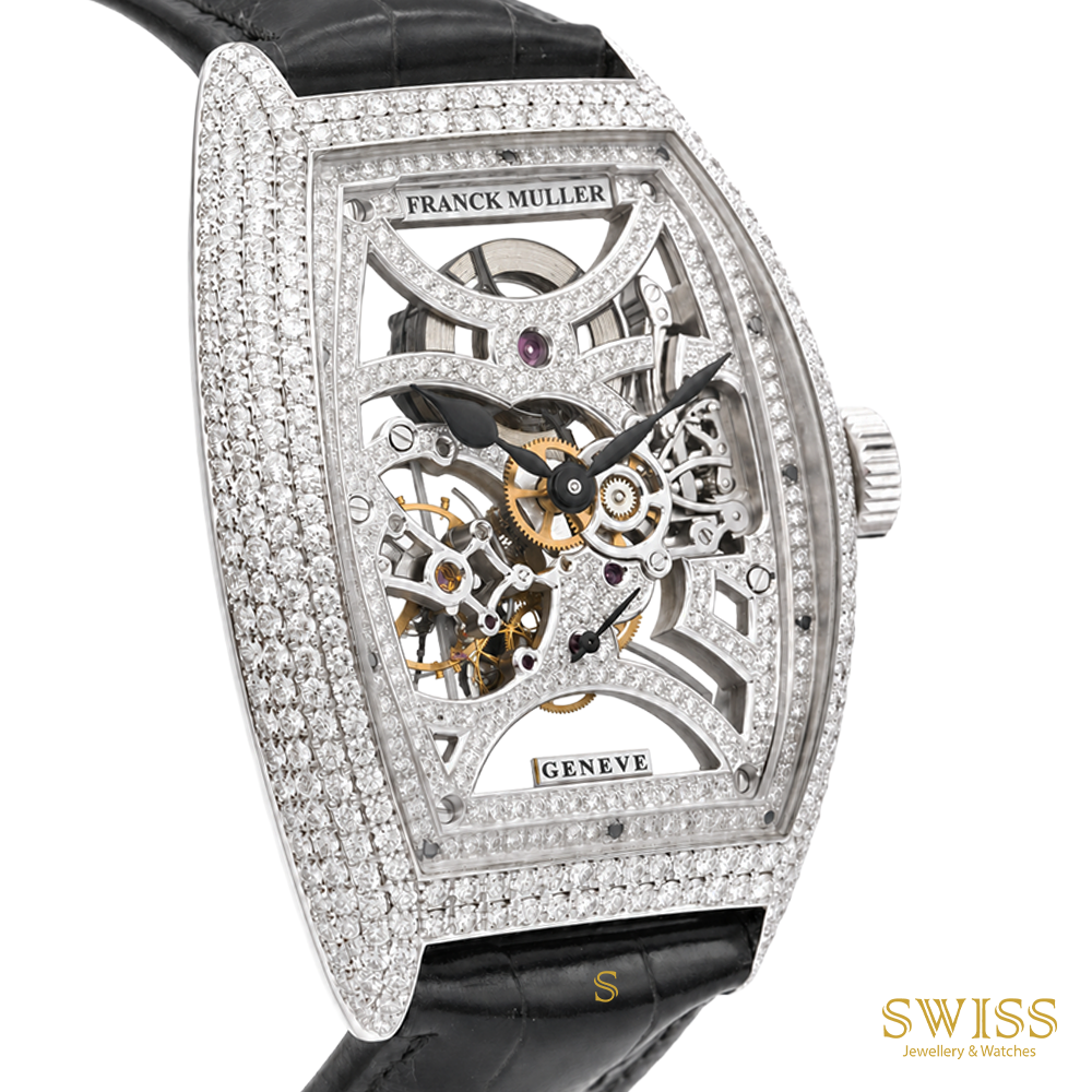 Franck Muller Cintrée Curvex Skeleton 18K White Gold Diamond Watch