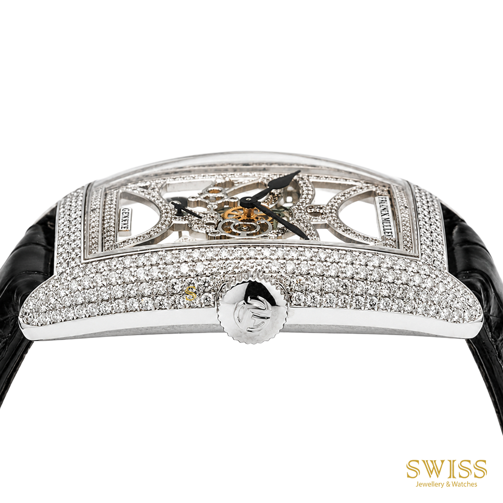 Franck Muller Cintrée Curvex Skeleton 18K White Gold Diamond Watch