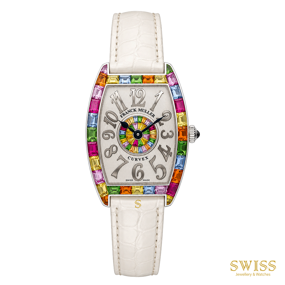 Franck Muller Cintrée Curvex "Quatre Saisons" Rainbow Baguette 18K White Gold Watch