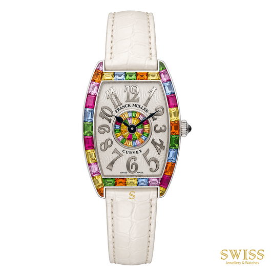 Franck Muller Cintrée Curvex "Quatre Saisons" Rainbow Baguette 18K White Gold Watch