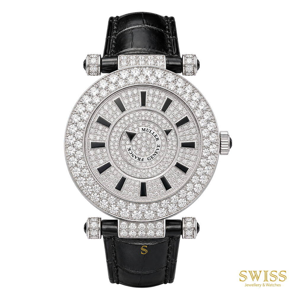 Franck Muller Double Mystery "Classic" 18K White Gold Diamond & Black Onyx Watch