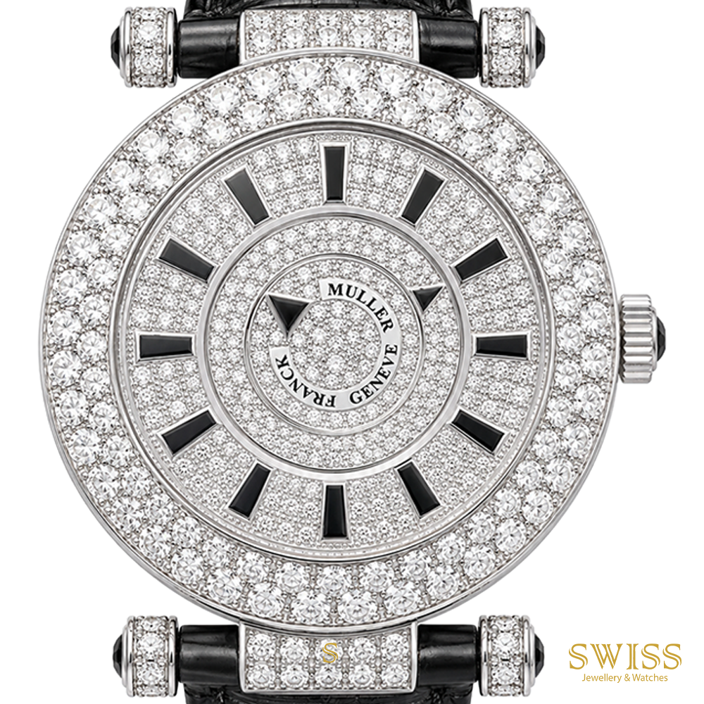 Franck Muller Double Mystery "Classic" 18K White Gold Diamond & Black Onyx Watch
