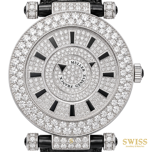 Franck Muller Double Mystery "Classic" 18K White Gold Diamond & Black Onyx Watch