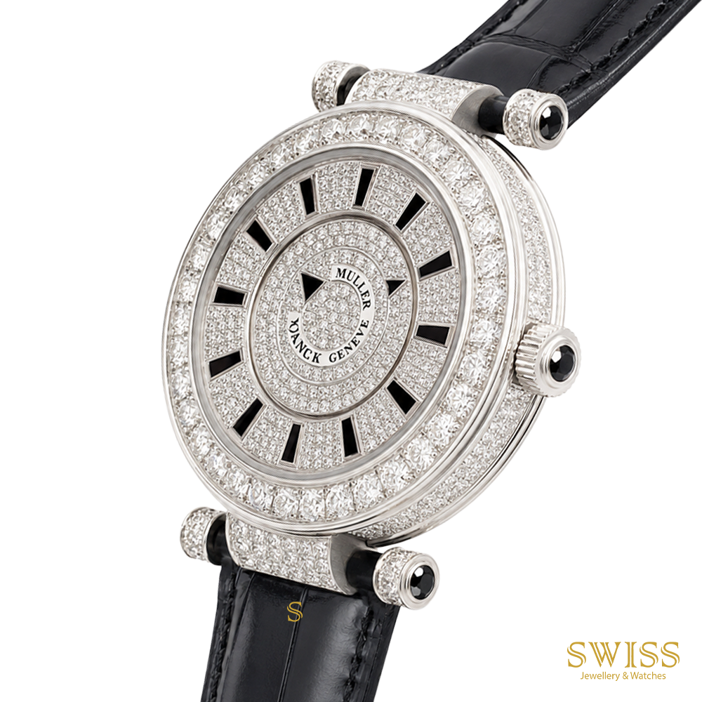 Franck Muller Double Mystery "Classic" 18K White Gold Diamond & Black Onyx Watch