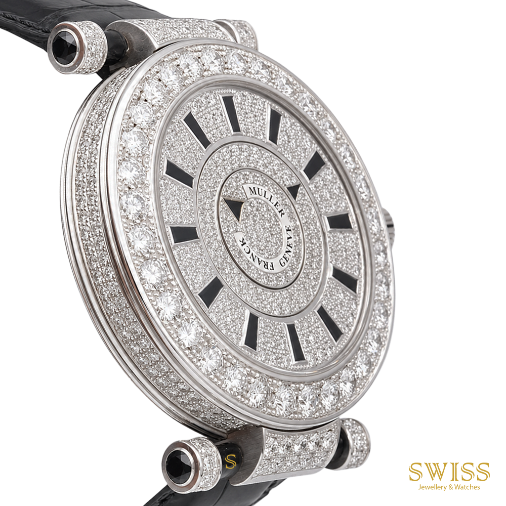 Franck Muller Double Mystery "Classic" 18K White Gold Diamond & Black Onyx Watch