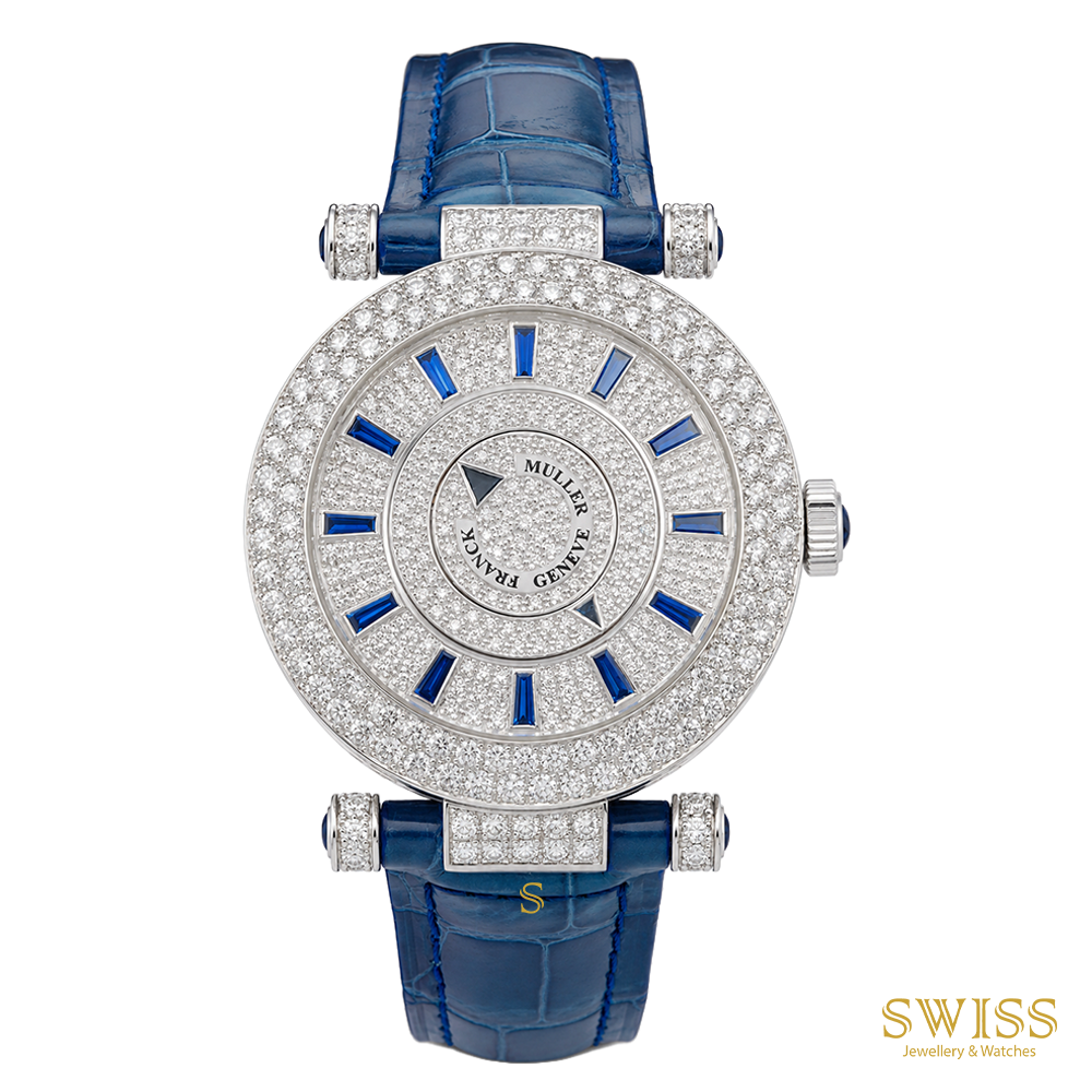 Franck Muller Double Mystery 18K White Gold Diamond & Sapphire Watch