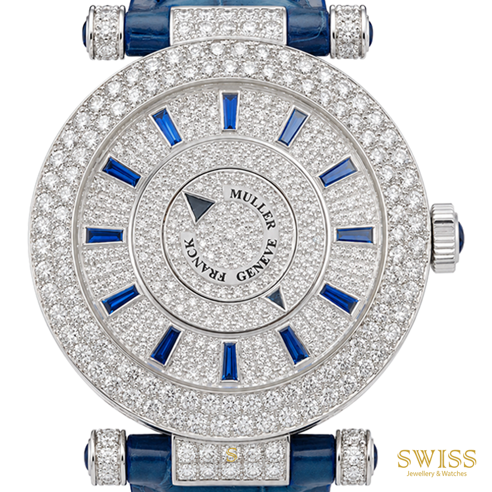 Franck Muller Double Mystery 18K White Gold Diamond & Sapphire Watch