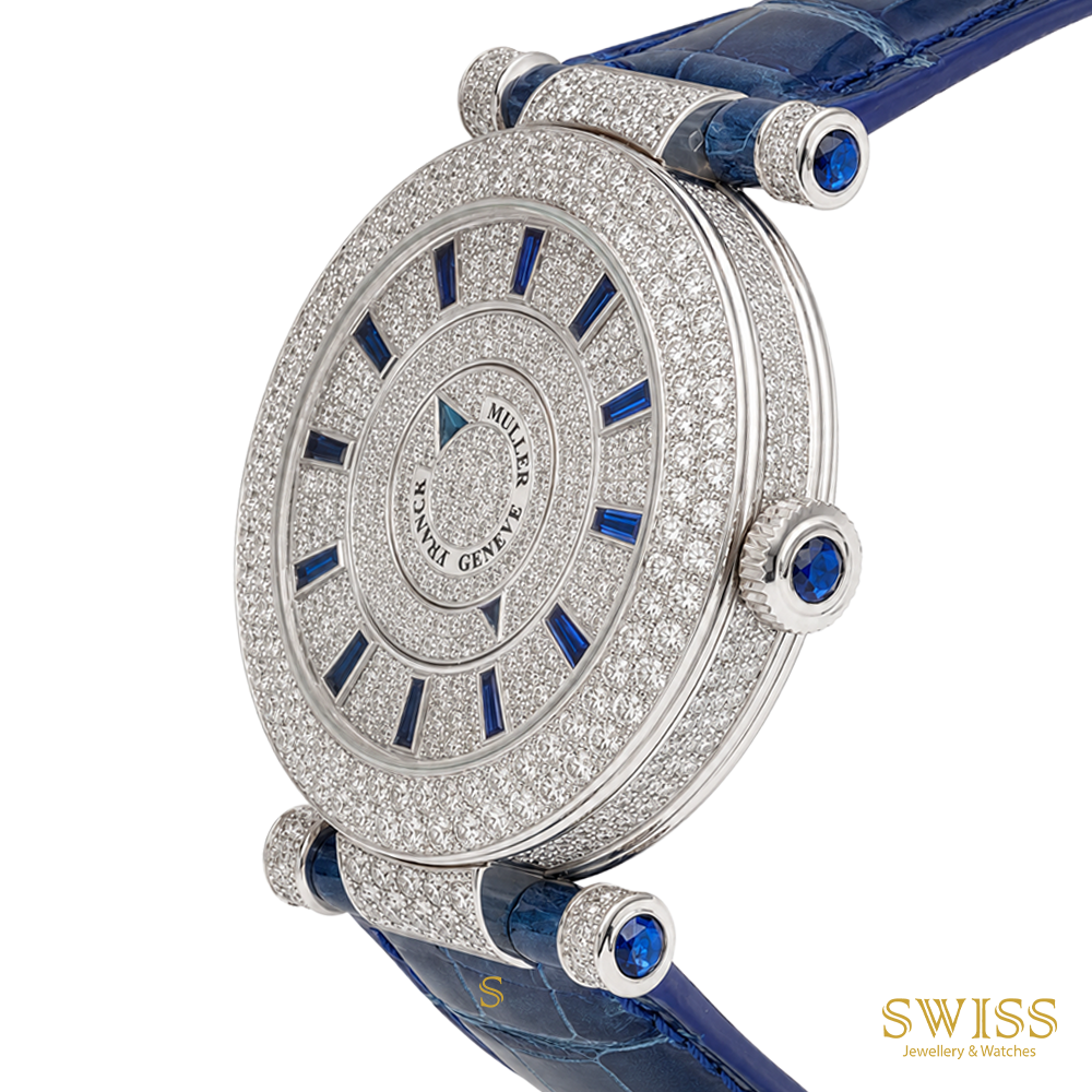 Franck Muller Double Mystery 18K White Gold Diamond & Sapphire Watch