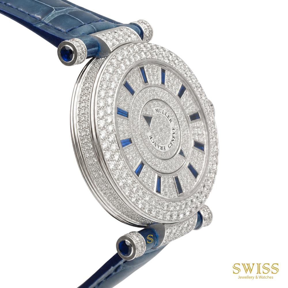 Franck Muller Double Mystery 18K White Gold Diamond & Sapphire Watch